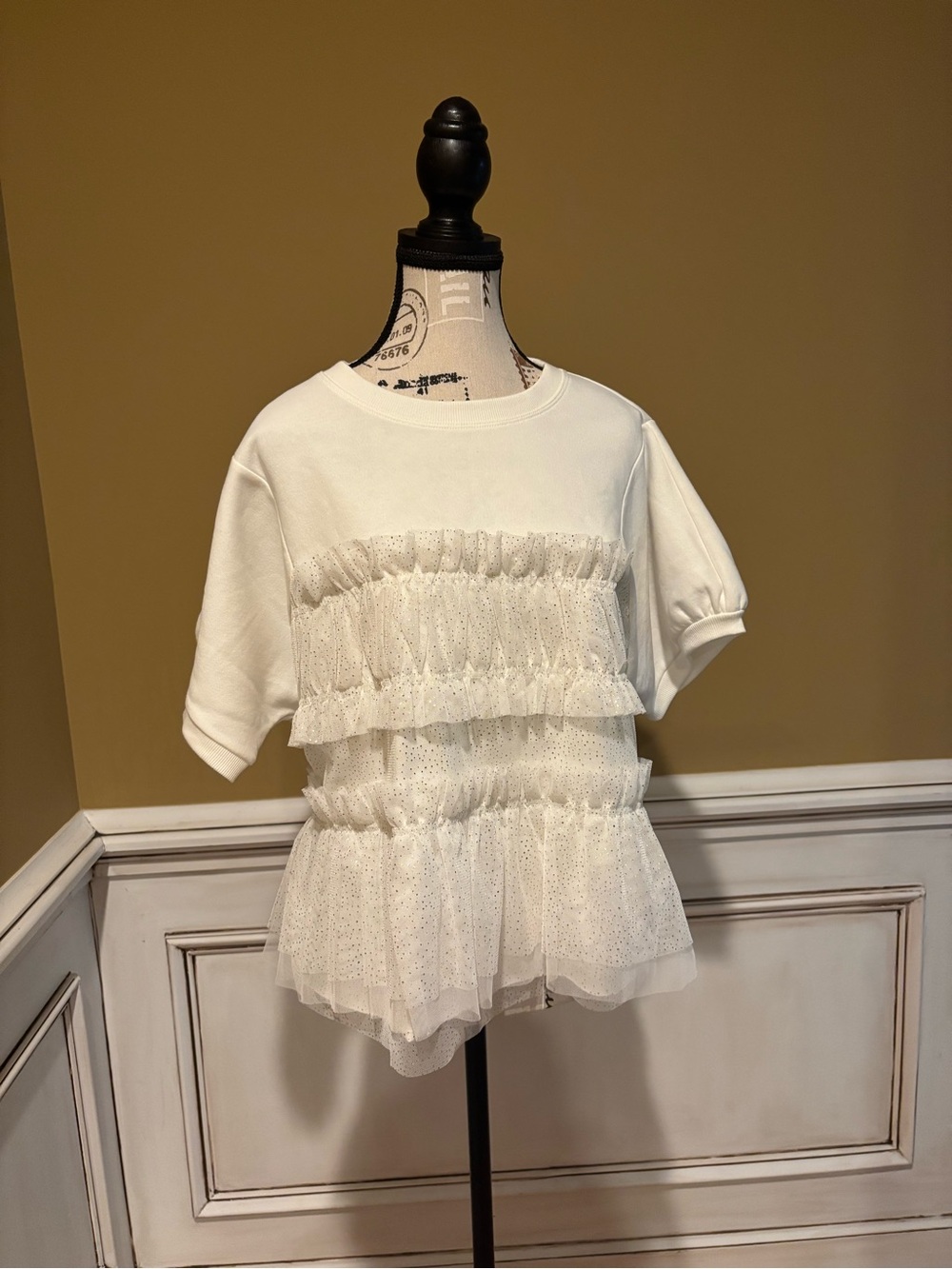 White Ruffled Eyelet Peplum Top